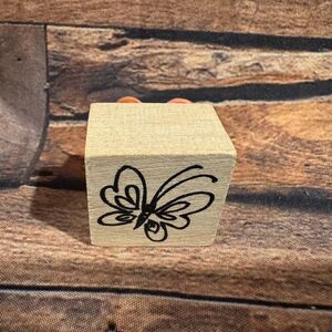 Butterfly Rubber Stamp Wood Mounted Outline Art Line Drawing Craft Scrapbooking